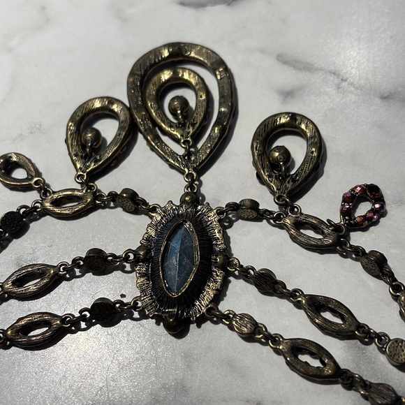 20”  Vintage boho chic necklace with iridescent pinks and amber colorings - Picture 4 of 4